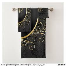 Black And Gold Bathroom Towel Set Black Gold Monogram Classy Royal Style Towel Set Gold Monogram Black And Gold Bathroom Towel Set