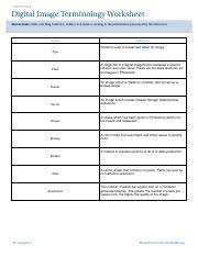 Digital Terminology Pdf Digital Image Terminology Worksheet Instructions After Watching Session 1 Define Each Term According To The Information Course Hero