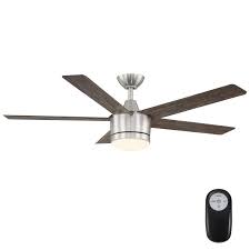 Home Decorators Collection Merwry 52 In Integrated Led Indoor Brushed Nickel Ceiling Fan With Light Kit And Remote Control Ceiling Fan Brushed Nickel Ceiling Fan Dimmable Led Lights