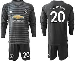 Men's new era black manchester united oversized pattern cuffed knit hat. 2018 19 Manchester United 20 S Romero Black Long Sleeve Goalkeeper Soccer Jersey