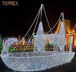 Big Outdoor Street Motif Light up Christmas Decoration Ship Boat Vessel  Light