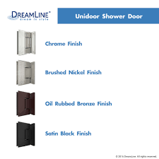Visit us at #kbis2016 booth #s9031…» Dreamline Shen 24320340 Hfr 04 Brushed Nickel Unidoor Plus 32 In W X 34 3 8 In D X 72 In H Hinged Shower Enclosure Half Frosted Glass Door Satin Black Hardware Finish Faucet Com