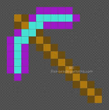 Minecraft Enchanted Pickaxe Free Perler Beads Hama Beads Tutorial 13x13 Minecraft Beads Perler Beads Minecraft Diamond Sword