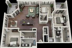 While designing the home in 3d, you can simultaneously view it in 3d from an aerial point of view, or navigate from a virtual visitor point of view. 3 Bedroom House For Rent In Dc Three Bedroom House Plan Bedroom House Plans 3d House Plans