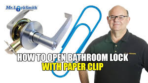 The paperclip and tension wrench method. How To Open Bathroom Lock With Paper Clip 3 Of 6 Mr Locksmith Video Youtube