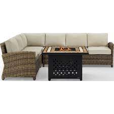 August 24, 2021 *restock dates are fluid and may change. Crosley Ko70158 Sa Bradenton 5 Piece Outdoor Sectional Sofa Set In Brown Poly Wicker W Sand Cushions