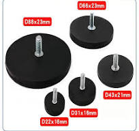 Heavy Duty Neodymium Rubber Coated Pot Magnet Round Shape Strong Magnet  NdFeB with M6 M8 Threaded Holes Fixed Base Magnet