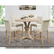 Standard table and chair heights vary between countries and companies, so it's important to check supplied dimensions before buying furniture online , or take your own below we list the general standard table and counter heights for dining, kitchens, living rooms, offices, bathrooms and more. Siena White Washed Finished 5 Piece Counter Height Dining Set Pedestal Round Table With 4 Chairs On Sale Overstock 30619172