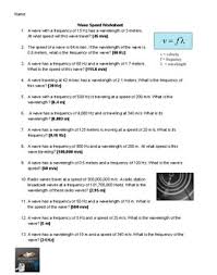 Wave Speed Worksheet Physics Classroom General Physics Worksheets