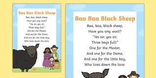 Baa baa black sheep coloring page. Baa Baa Black Sheep Nursery Rhyme Display Poster