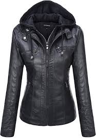 Tanming Women S Removable Hooded Faux Leather Jackets X Large Black At Amazon Women S C Leather Jackets Women Faux Leather Jackets Black Faux Leather Jacket