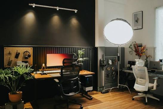 Premium workspace with computer accessories
