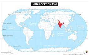 Silhouette of the world map with country boundaries. Where Is India Located Location Map Of India On A World Map