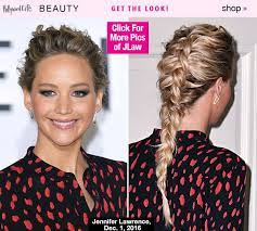 Jennifer Lawrence S Gorgeous French Braid At Passengers Premiere Get The Look Loose French Braids Reverse French Braids French Braid