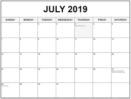 Excel July 2019 Calendar With Holidays Printable Calendar July Calendar 2019 Printable Calendar Printables