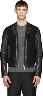 Dsquared2 Black Wool Leather Bomber Jacket Leather Bomber Leather Bomber Jacket Jackets