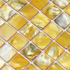 Mother of pearl tile, also called shell tile or shell mosaic tile, is 100% natural and green products made of natural shell, polished and processed by hands. Shell Tiles 100 Yellow Seashell Mosaic Mother Of Pearl Tiles Kitchen Backsplash Tile Design Bk007
