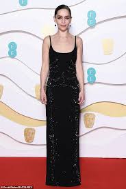 Emilia clarke is rumored to have hooked up with jared leto (2014). Baftas 2020 Emilia Clarke In Plunging Black Beaded Dress Daily Mail Online
