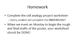 Cell Analogy Project Detailed Instructions Cell Organelles What