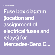 Fuse Box Diagram Location And Assignment Of Electrical Fuses And Relays For Mercedes Benz C Class C180 C200 C220 C250 C3 Fuse Box Benz C Electrical Fuse