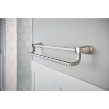 Shop heated towel racks from brands such as lenoxx, square, devanti and more at low prices. Moen Hensley 24 In Double Towel Bar With Press And Mark In Brushed Nickel My3522bn The Home Depot In 2020 Towel Bar Bathroom Towel Bar Heated Towel Bar