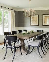 Black Klismos Dining Chairs Transitional Dining Room Transitional Dining Room Dining Room Wainscoting Farmhouse Dining Room