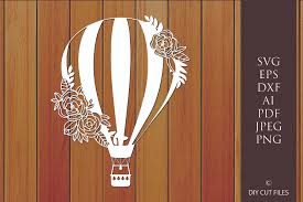 Download Floral Hot Air Balloon Cut File Graphic By Diycuttingfiles Creative Fabrica PSD Mockup Templates