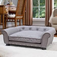 Enchanted Home Pet Brisbane Linen Tufted Pet Bed Walmart Com Dog Bed Pet Sofa Dog Sofa Bed