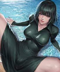 dark hair, looking at viewer, belly button, cameltoe, legs, Fubuki,  One-Punch Man, anime, anime girls, artwork, drawing, digital art, fan art,  ecchi, in water, see-through clothing, tight clothing, spread legs, Kidmo |