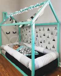 Black White And Mint Kids Room Idea Toddler Bed House Shaped Bed Nursery Wood House Bed Bed Home Montessori Toy Kids Room Bed Kids Bed Frames Toddler Rooms