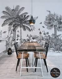 Bedroom Black And White Wall Mural Safari Removable Wallpaper Peel And Stick Tropical Wall Mural Black And White Wall Art Repositionable Wallpaper Safari Jungle 52 Jungle Wallpaper Removable Wallpaper White Wall Art