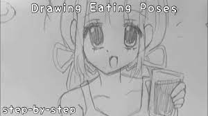 How to draw: Anime Girl Poses Eating | anime drawing ideas | beginners  tutorials - YouTube