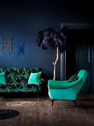 Dark Blue Living Room With Jade Green Chair Pantone Arcadia Blue Green Emerald Green Mint Green Dark Interiors Room Colors World Of Interiors