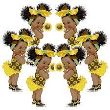 Amazon.com: Sunflower African American Girl Cutouts Party Decoration Single  Sided Baby Shower Birthday (10 inches Tall) : Home & Kitchen