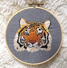 The best selection of royalty free tiger pattern vector art, graphics and stock illustrations. Tiger Embroidery Hoop Needle Painting Etsy Embroidery Embroidery Hoop Embroidery Hoop Art