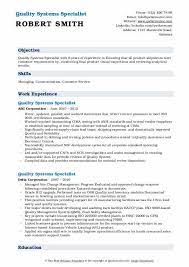 Quality Systems Specialist Resume Samples Qwikresume