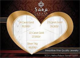 Sara Jewels The Tradition Of Trust July 7 2016 Rate Gold 24 Carat 30500 23 Carat 29200 22 Carat 27950 Gold Rate 22 Carat Gold Gold