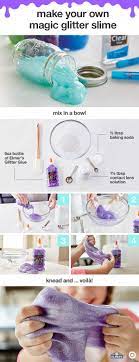 Make Your Own Magic Glitter Slime Step 1 Empty A Full 6oz Bottle Of Elmer S Glitter Glue Step 2 Add Tbsp Baking Soda Glitter Slime Diy For Kids Diy Slime