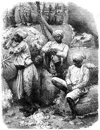 A cotton market in Bombay, India, 19th ...