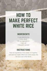 How To Make Perfect White Rice In A Rice Cooker Foodie Zoolee Recipe Perfect White Rice Rice Cooker White Rice