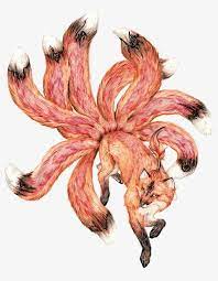Red Nine Tail Fox Picture Material Mythical Creatures Art Kitsune Fox Kitsune