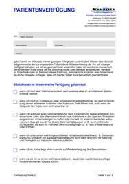 Wie bestimme ich, was medizinisch unternommen werden soll, wenn ich entscheidungsunfähig bin? Patientenverfugung Formular Muster Kostenlos Downloaden Schnittker Versicherungsmakler