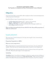 Physical Science Lesson 7 The Structure And Properties Of Matter Intermolecular Force Solution A double bond in chemistry is a covalent bond between two atoms involving four bonding electrons as opposed to two in a single bond. scribd
