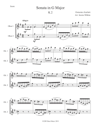7 in d major, op. Scarlatti Sonata In G Major K 2 Oboe Duet Digital Download Jdw Sheet Music