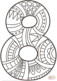 Number 8 Zentangle Super Coloring Coloring Pages Zentangle Printable Coloring