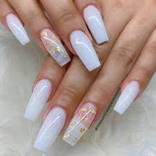 Here, you'll discover dozens of ways to wear the trend. The Most Stylish Ideas For White Coffin Nails Design Gold Nail Designs Long Acrylic Nails Gold Nails