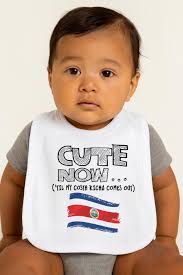 CUTE NOW... ('til My Costa Rican Comes Out) Infant Baby Feeding Bib With  Flag of Costa Rica