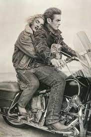 James Dean And Marilyn Monroe Motorcycle Memory Art Poster 24x36 James Dean Marilyn Monroe James Dean Poster Marilyn Monroe Poster