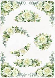Watercolor Wedding Bouquets With White Roses And Eucalyptus Floral Christmas Corner Frame Wreath Individual Png Commercial Use Floral Wreath Watercolor Wreath Clip Art Rose Clipart