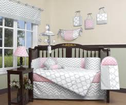 Pink Gray Chevron 13 Pcs Crib Bedding Set Baby Girl Nursery Quilt Bumper Diaper Ebay